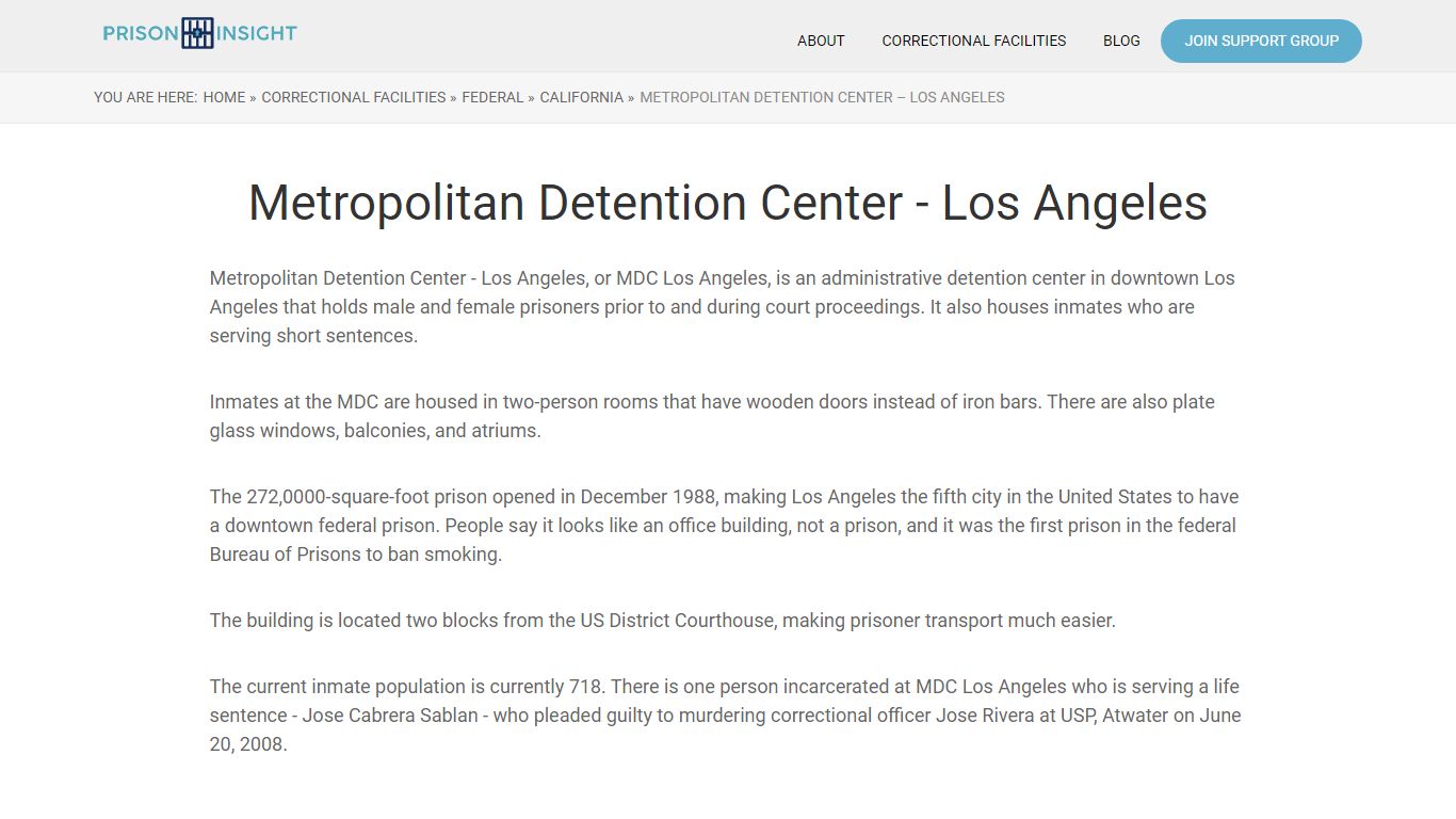 Metropolitan Detention Center – Los Angeles - Prison Insight